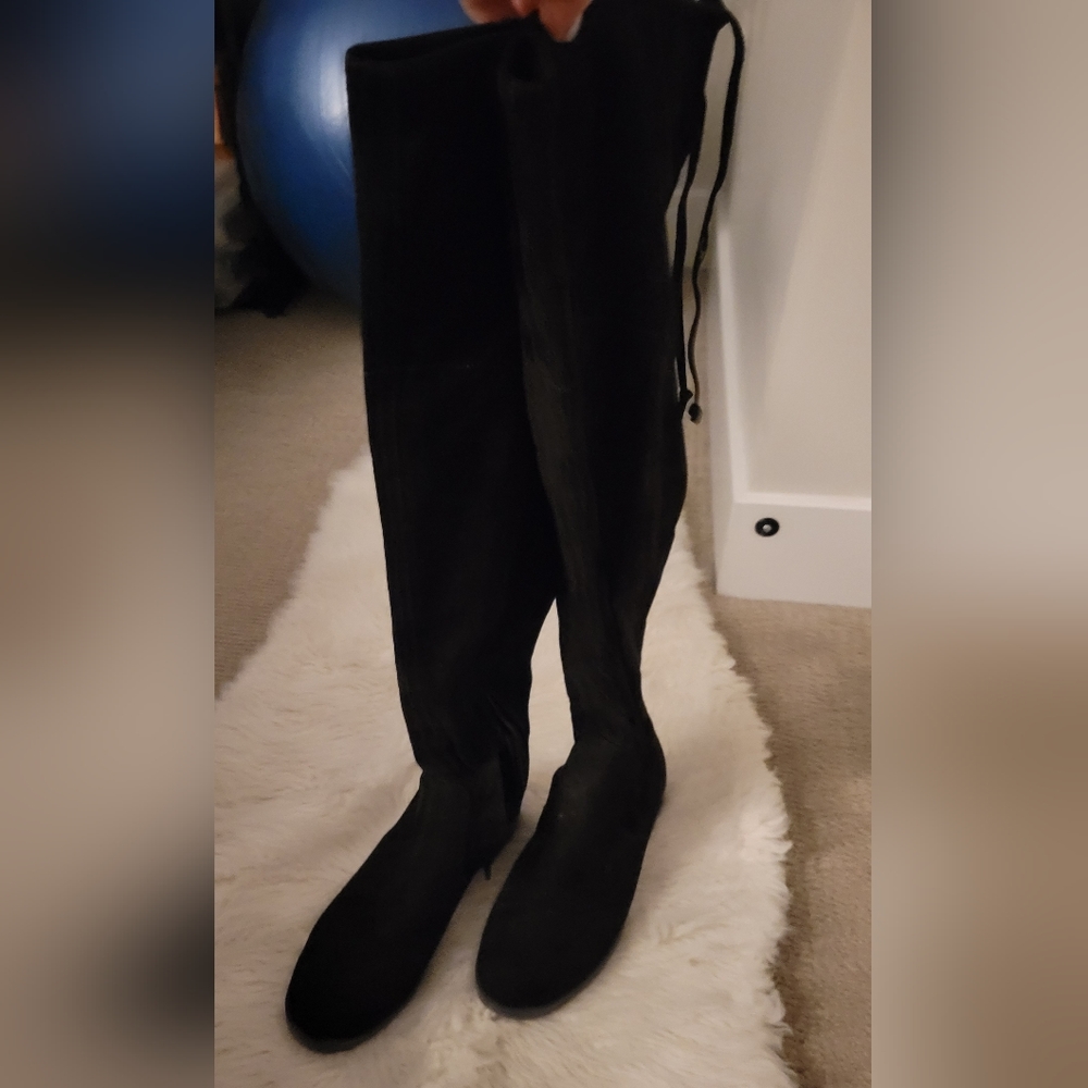 Black size 6 1/2 over the knee women's boots - microfiber material